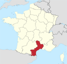Languedoc-Roussillon Region in red. (Wikipedia Commons)
