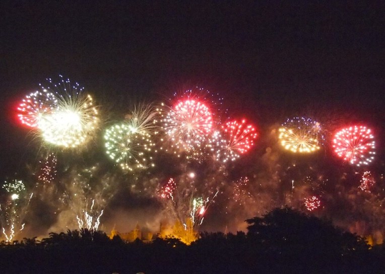 Fireworks over the medieval city of la Cité de Carcassonne