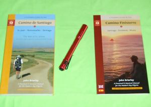 A Pilgrim's Guide To The Camino de Santiago, St. Jean - Roncesvalles - Santiago (2015 Edition) and A Pilgrim's Guide to the Camino Finisterre, Santiago - Finisterre - Muxia by John Brierley guidebooks and Streamlight Stylus Pro LED Flashlight