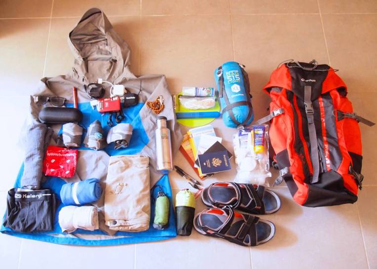 The contents of Alan's backpack