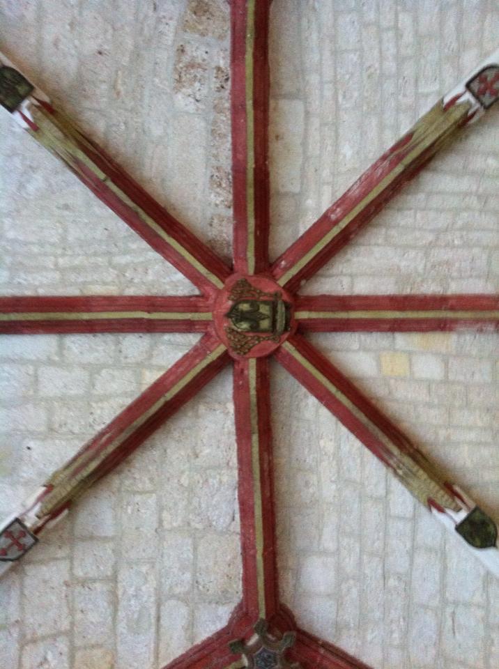 Painted cross-rib vault of the church of the Augustinian Monastery, 12th century, San Juan de Ortega