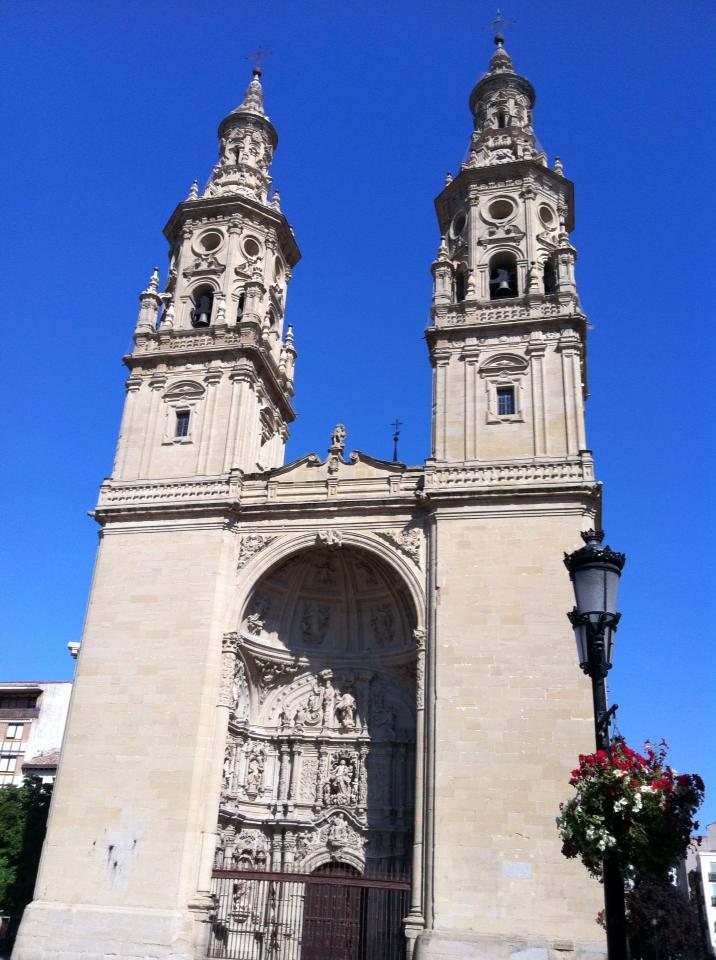 Portico of Catedral de Santa Maria de la Redonda, 14th century, and Las Gemelas, its twin towers