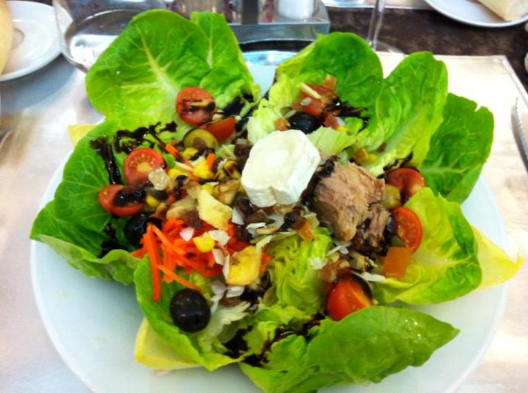 Salad that came with dinner as part of the pilgrim menu in Estella