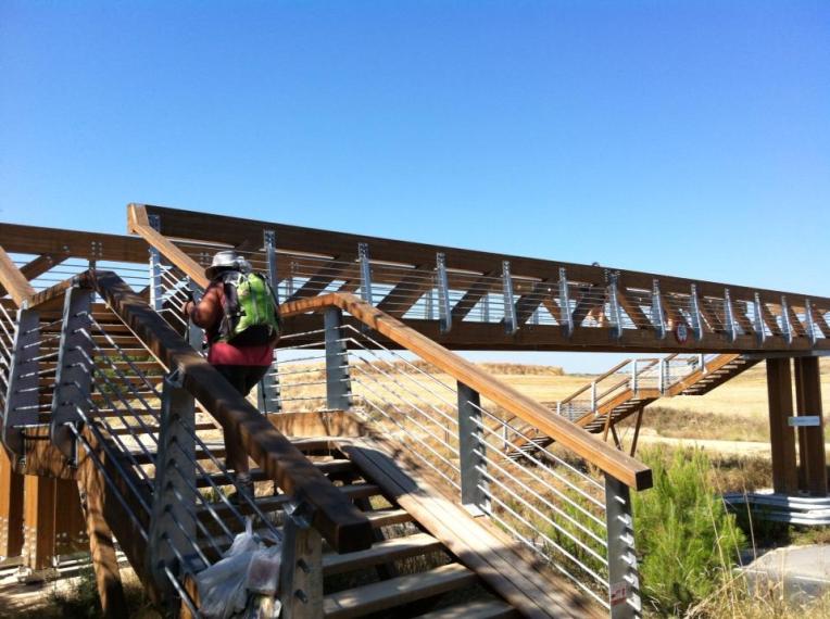 Crossing the busy N-120 near Logrono