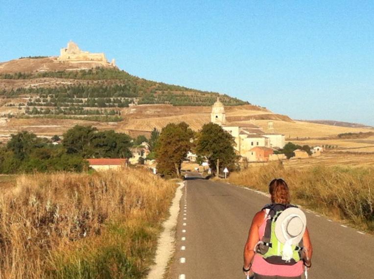 Tracy approaching Castrojeriz