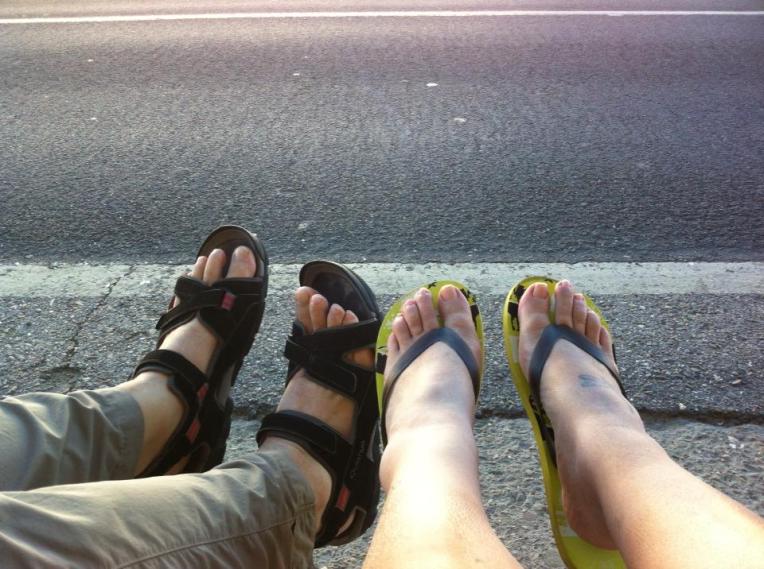 Alan and Tracy at a café very, very close the to N-120 in Villafrana Montes de Oca