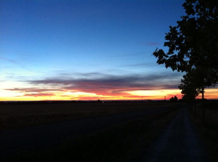 Sunrise on the trail outside of Bercianos del Real Camino