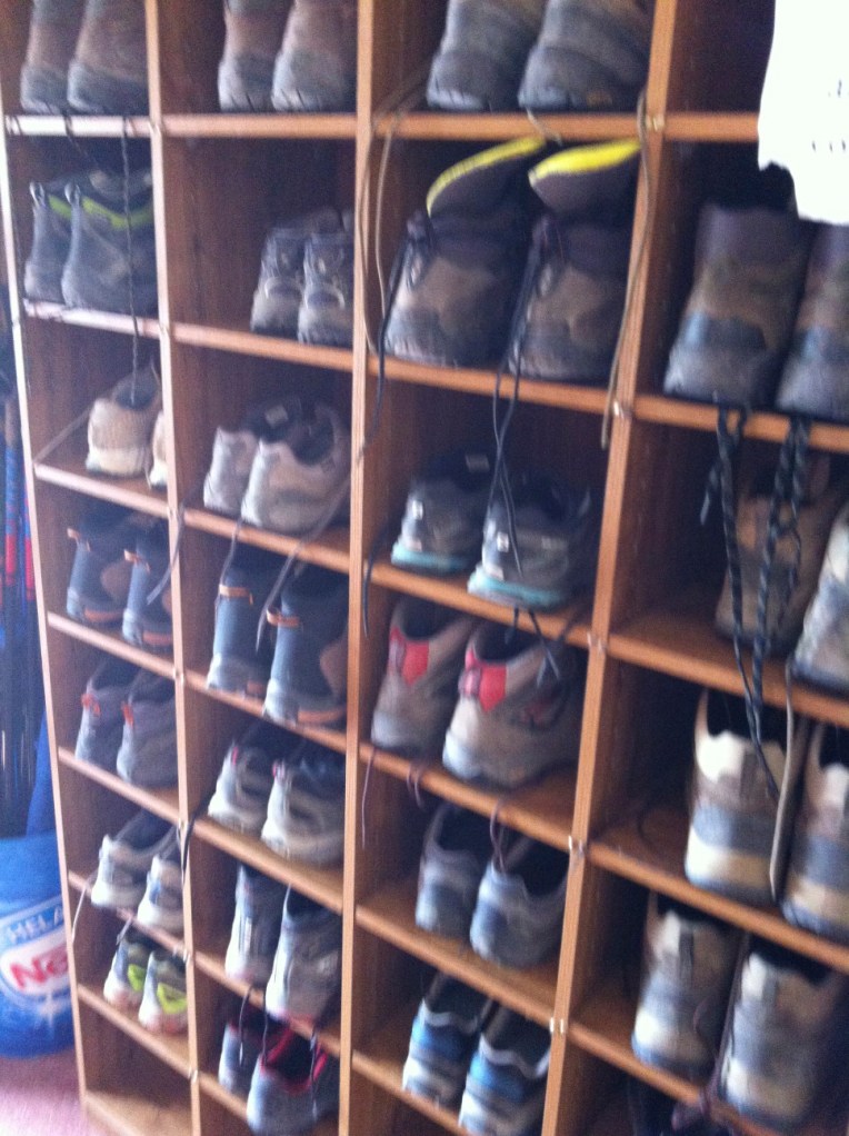 Boot rack at our albergue in Ages