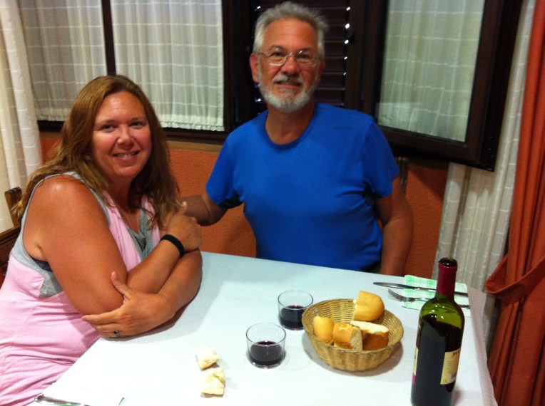 Alan and Tracy at dinner in the albergue restaurant