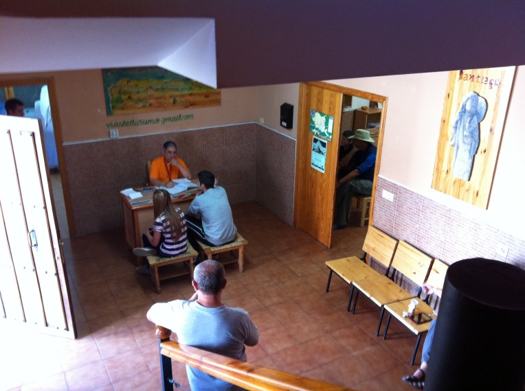 Reception area of the Santa María albergue, Carrion de los Condes
