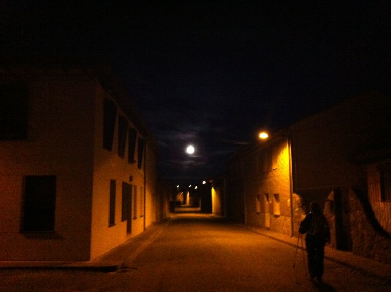 Leaving Bercianos del Real Camino, pre-dawn