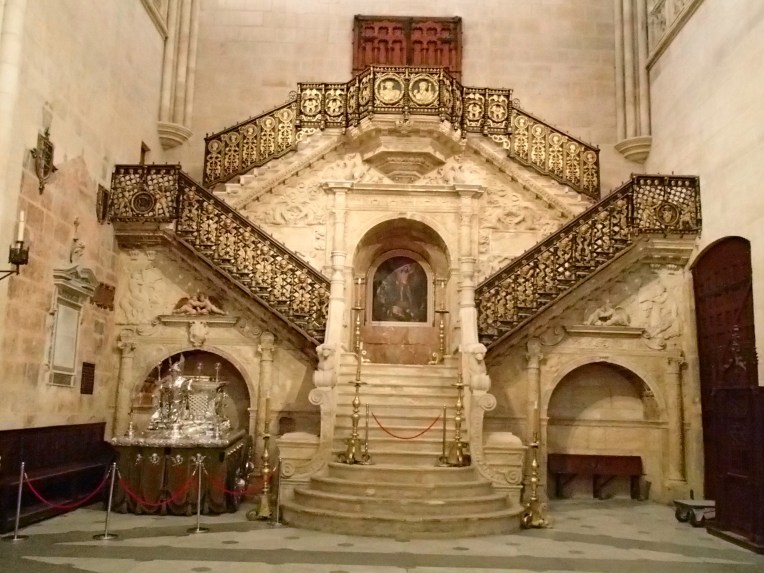 Bishop’s Entrance, staircase in the 13th century, gothic Cathedral de Santa Maria, Burgos