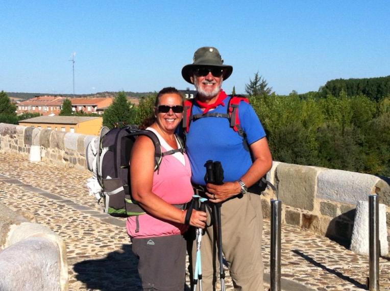 Alan and Tracy at Puente de Orbigo, 13th century bridge