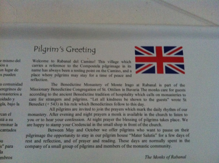 Pilgrims greeting at Iglesia Santa Maria in Rabanal del Camino 