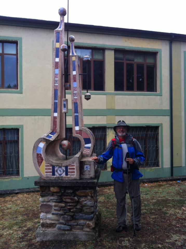 Alan with music monument in Villafranca del Bierzo