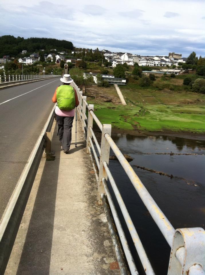 Tracy crossing the very tall bridge