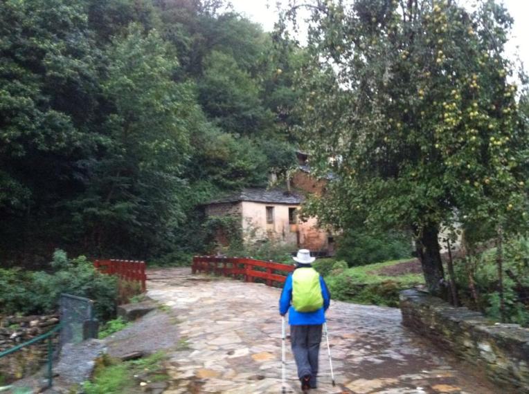 Tracy entering the outskirts of Sarria