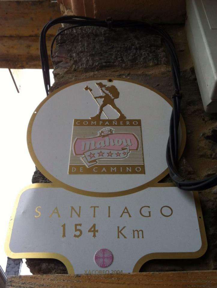 Mile marker at the tavern in O’Cebreiro
