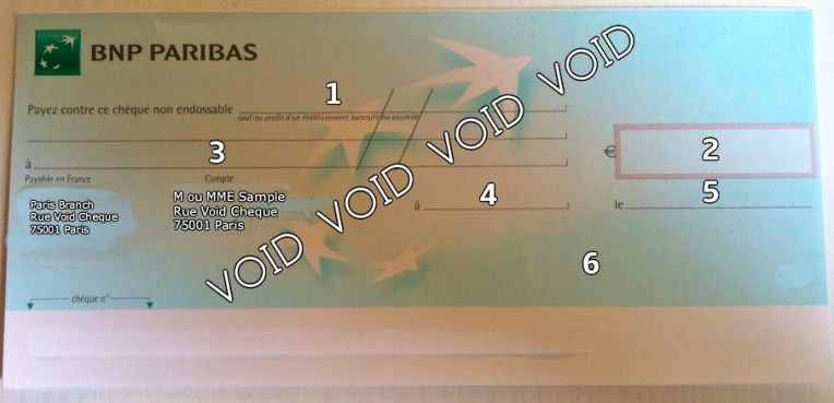 Sample French Chèque