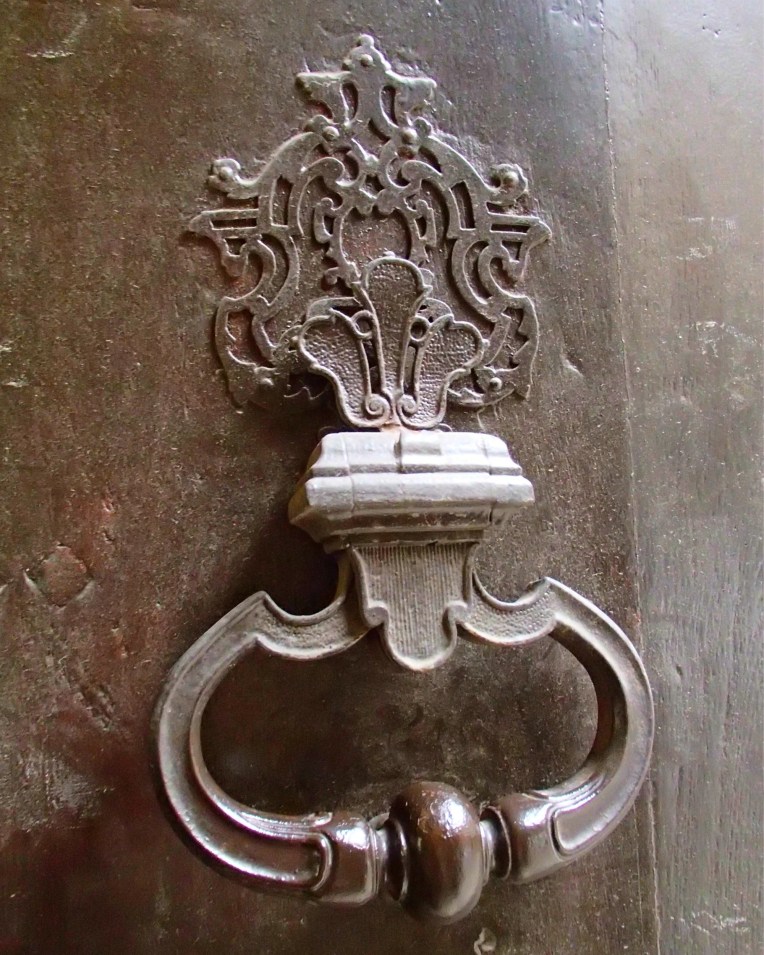Antique door knocker outside the Mairie (Town Hall.)