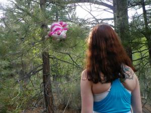 Megan as "Alice" with the Cheshire Cat