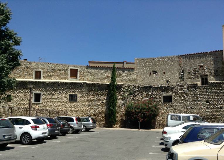 Ramparts of the original city defense system which incorporated the East wall of the Hospice. 