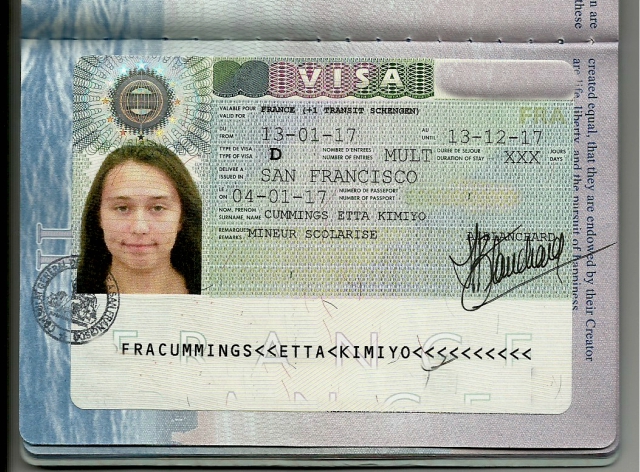 Etta's Student Visa with numbers obscured.
